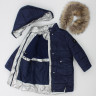 Пальто для девочек "Соня" 05117-1 синее/серебро